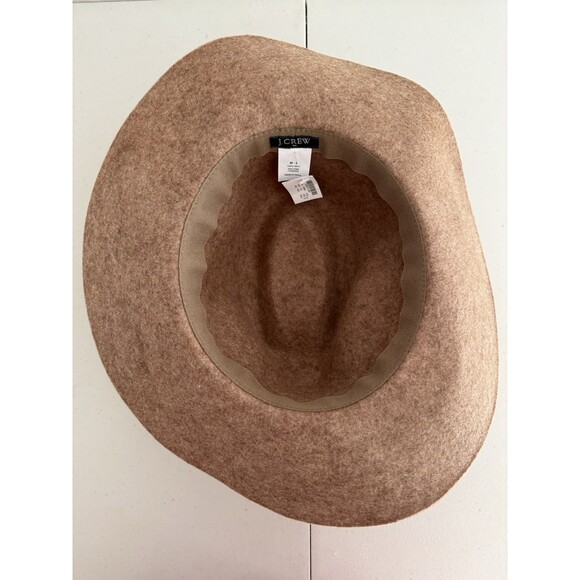 J Crew  100% Wool Fedora Hat Women Size M - L Camel 3" Brim Boho New - Picture 6 of 8